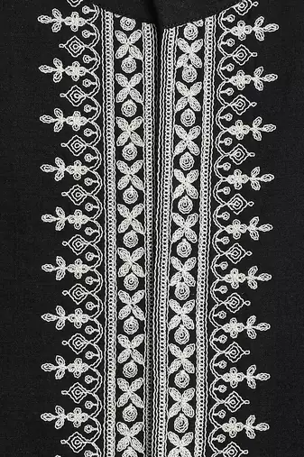 Black embroidered cotton nehru jacket