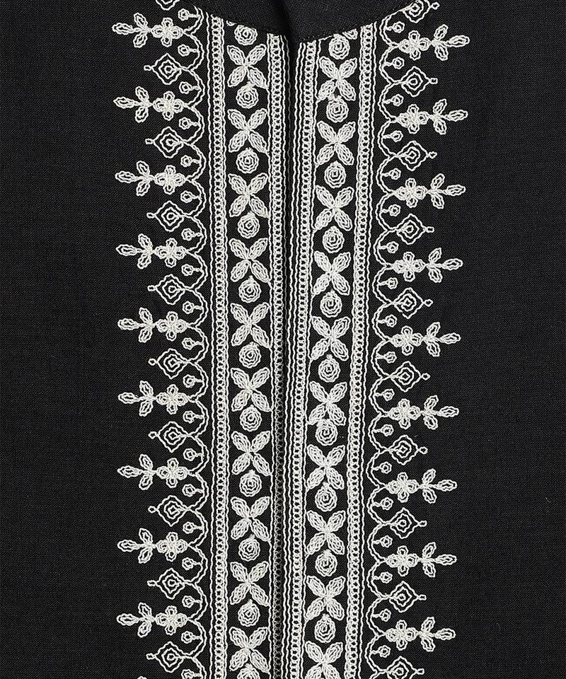 Black embroidered cotton nehru jacket