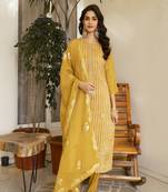 Viscose dola silk embroidered straight kurta set with dupatta