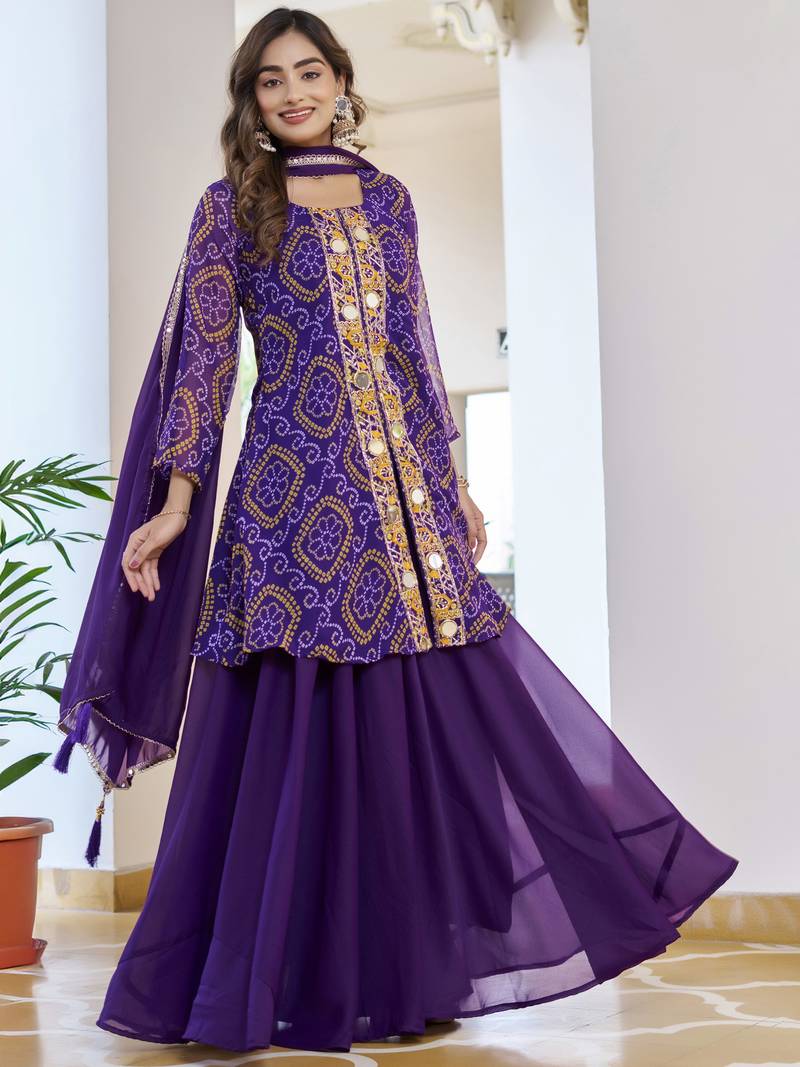 Blue Embroidered Georgette Festive Wear Palazzo Suit