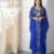 Royal Blue Moroccan Style Kaftan with Heavy Golden Embroidery for Women 