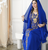Royal Blue Moroccan Style Kaftan with Heavy Golden Embroidery for Women 