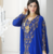 Royal Blue Moroccan Style Kaftan with Heavy Golden Embroidery for Women 