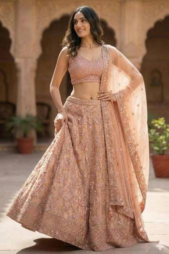 Blush Pink Bridal Lehenga Set