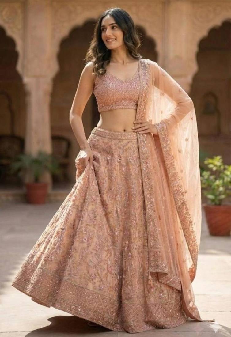 Blush Pink Bridal Lehenga Set