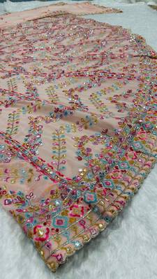 Peach georgette embroidered lehenga choli with dupatta 3