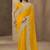 Yellow embroidered pramium satin saree with designer blouse fabric