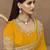 Yellow embroidered pramium satin saree with designer blouse fabric