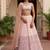 peach floral printed georgette lehenga set choli with dupatta