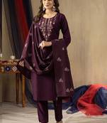 Wine viscose embroidered and handwork designer salwar suit