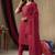 Rani pink roman silk thread embroidered designer salwar suit