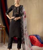 Black roman silk thread embroidered designer salwar suit