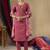 Onion pink roman silk thread embroidered designer salwar suit