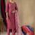 Onion pink roman silk thread embroidered designer salwar suit