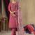 Onion pink roman silk thread embroidered designer salwar suit