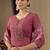 Onion pink roman silk thread embroidered designer salwar suit