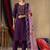 Purple roman silk thread embroidered designer salwar suit