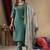 Rama green shimmer gold silk thread embroidered designer salwar suit