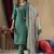 Rama green shimmer gold silk thread embroidered designer salwar suit