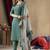 Rama green shimmer gold silk thread embroidered designer salwar suit