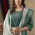 Rama green shimmer gold silk thread embroidered designer salwar suit