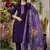 Purple roman silk thread embroidered designer salwar suit