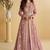 Pink chinon silk with embroidered work gown with shrug & belt