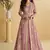 Pink chinon silk with embroidered work gown with shrug & belt