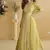 Perrot chinon silk with embroidered work gown with shrug & belt