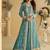 Teal chinon silk with embroidered work gown with shrug & belt