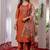 Orange viscose silk thread embroidered designer salwar suit