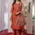 Orange viscose silk thread embroidered designer salwar suit