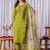 Parrot green viscose silk thread embroidered designer salwar suit