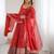  Red Embroidered Silk Festive Wear Gown With Dupatta