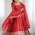  Red Embroidered Silk Festive Wear Gown With Dupatta