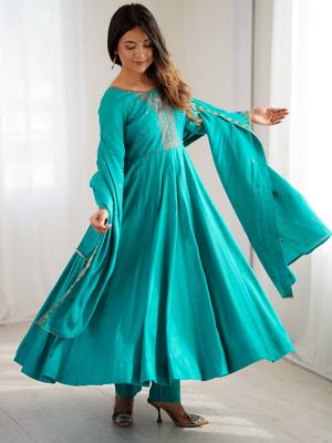  Blue Beads Work Silk Festive Kameez 2