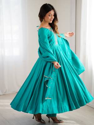  Blue Beads Work Silk Festive Kameez 4