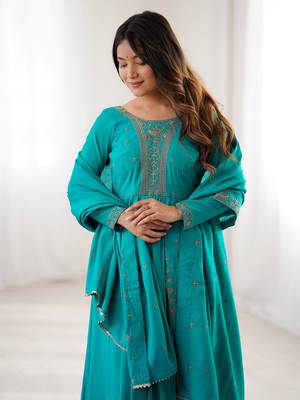 Blue Beads Work Silk Festive Kameez 5