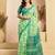 Light green linen floral motifs printed ready to wear saree