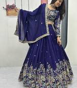 blue art_silk embroidered lehenga choli with dupatta