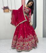 pink art_silk embroidered lehenga choli with dupatta
