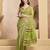 Light green linen mini checks printed ready to wear saree