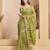 Light green linen mini checks printed ready to wear saree