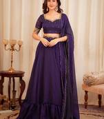 purple georgette plain lehenga choli with dupatta