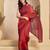 Maroon linen paisley printed ready to wear saree