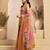 Orange linen floral motifs printed ready to wear saree