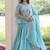 sky-blue satin embroidered lehenga choli with dupatta
