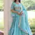 sky-blue satin embroidered lehenga choli with dupatta