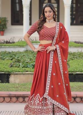 copper art_silk embroidered lehenga choli with dupatta 2