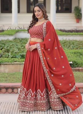 copper art_silk embroidered lehenga choli with dupatta 3